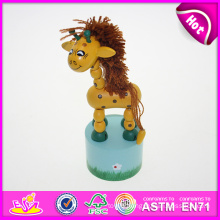 Hot New Product for 2015 Educational Wooden Toy for Kids, Wholesale Educational Toy for Children, Wooden Animal Push Toy W06D046